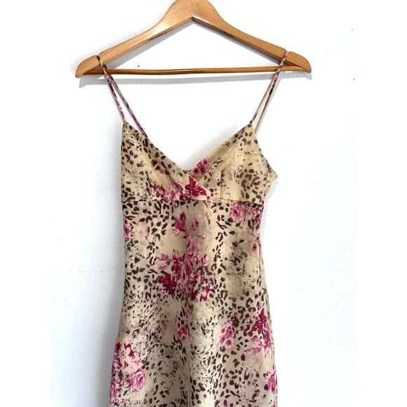 Y2K La Belle slip dress VTG america made asymmetric high low animal print women5 - Picture 4 of 7